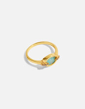 14ct Gold-Plated Healing Stone Amazonite Ring , Gold (GOLD), large