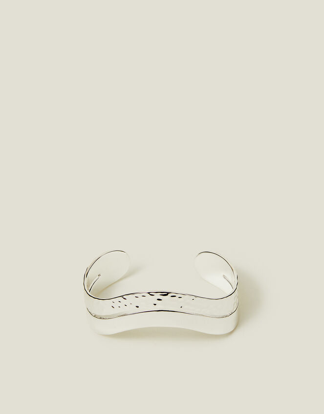 Sterling Silver-Plated Wave Cuff Bangle , , large