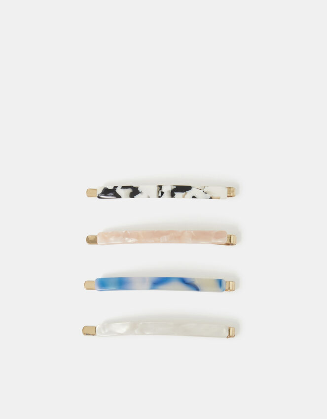 4-Pack Marbled Resin Hair Slides, , large