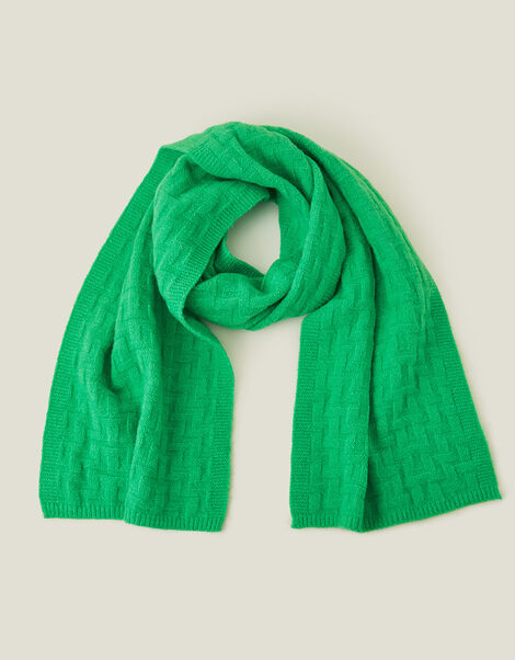 Geometric Knit Scarf, Green (GREEN), large