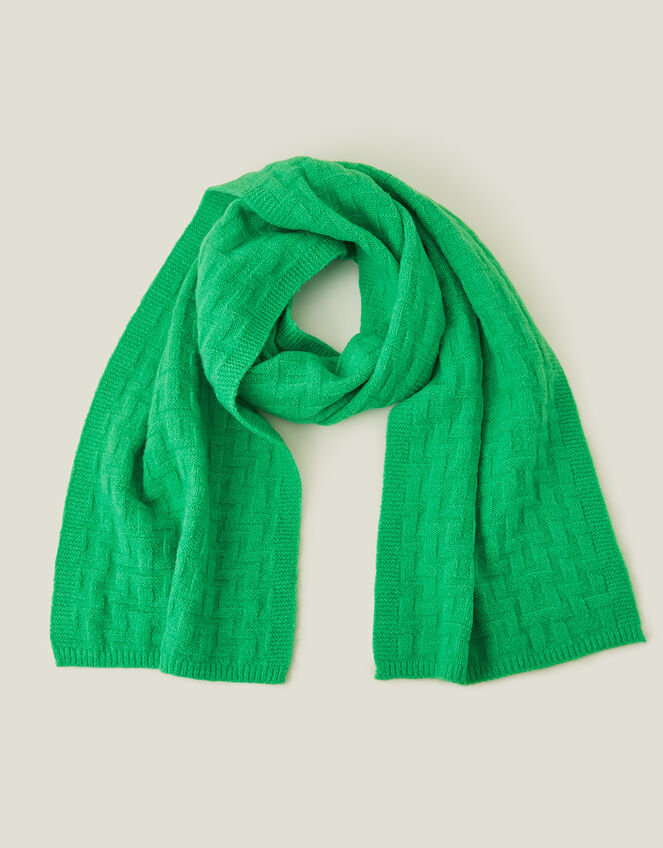 Geometric Knit Scarf, Green (GREEN), large