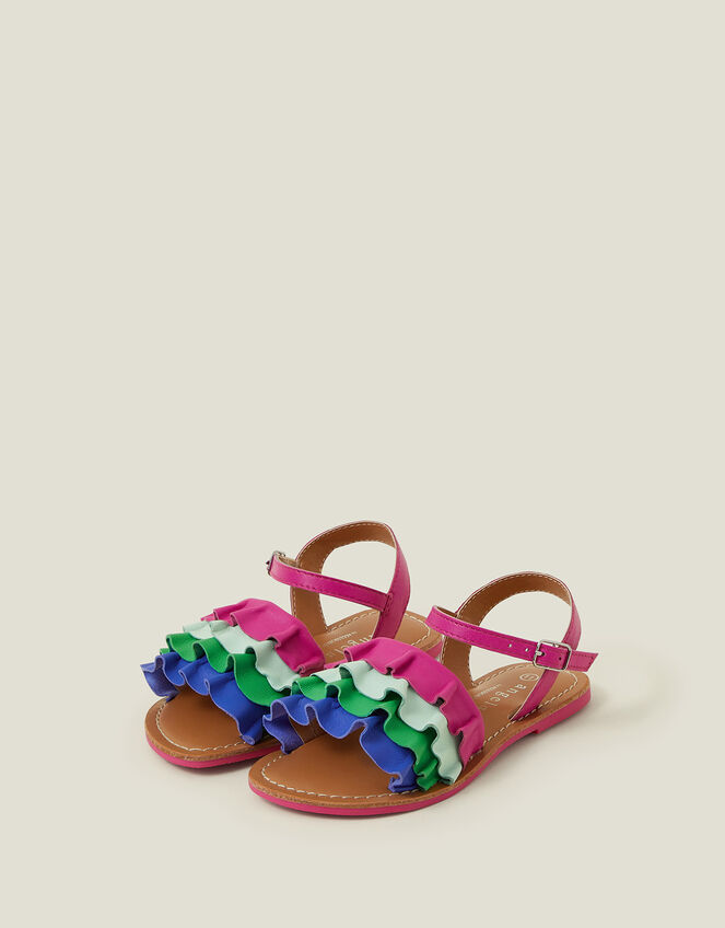 Leather Ruffle Sandals, Multi (BRIGHTS MULTI), large