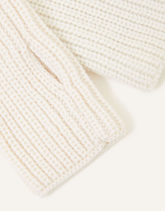 Ribbed Cut Off Gloves, Natural (NATURAL), large