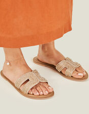 Beaded Cut-Out Wide Fit Sandals, Gold (GOLD), large