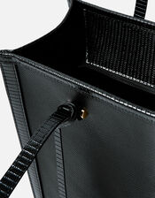 Faux Croc Trim Book Tote Bag, Black (BLACK), large
