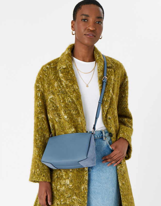 Sofia Suedette Cross-Body Bag, Blue (BLUE), large