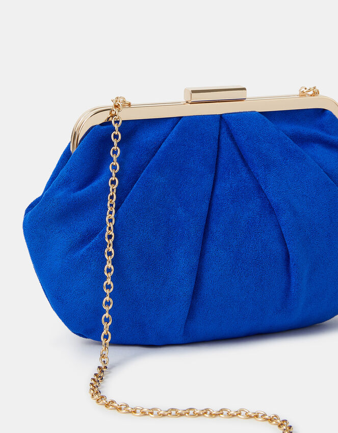Pleated Suedette Clutch Bag, Blue (COBALT), large