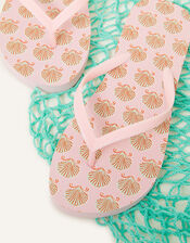 Shell Print Flip Flops, Pink (PINK), large