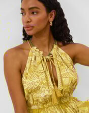 Halter Neck Floral Print Midi Dress, Green (GREEN), large