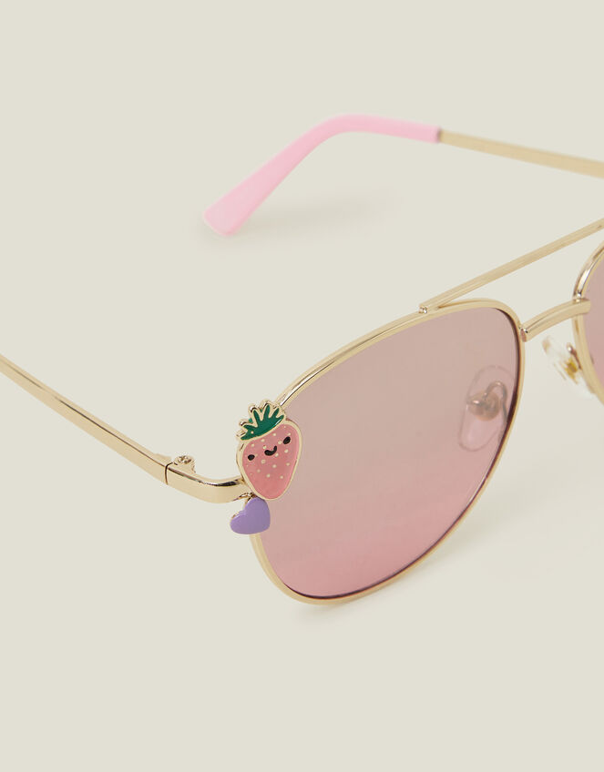 Girls Strawberry Aviator Sunglasses, , large