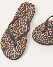 Leopard Print Flip Flops, Multi (DARKS-MULTI), large
