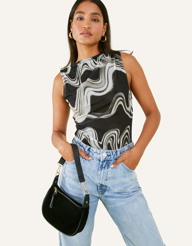 Mini Cord Shoulder Bag, Black (BLACK), large
