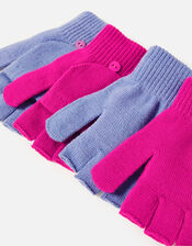 Girls Plain Capped Glove Set, Multi (BRIGHTS-MULTI), large