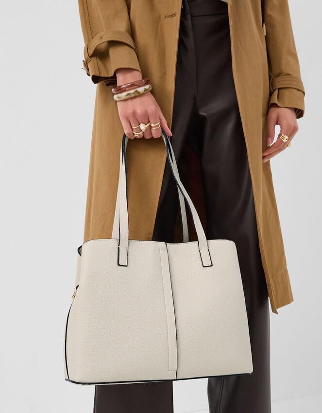 Webbing Strap Tote Bag, Cream (CREAM), large
