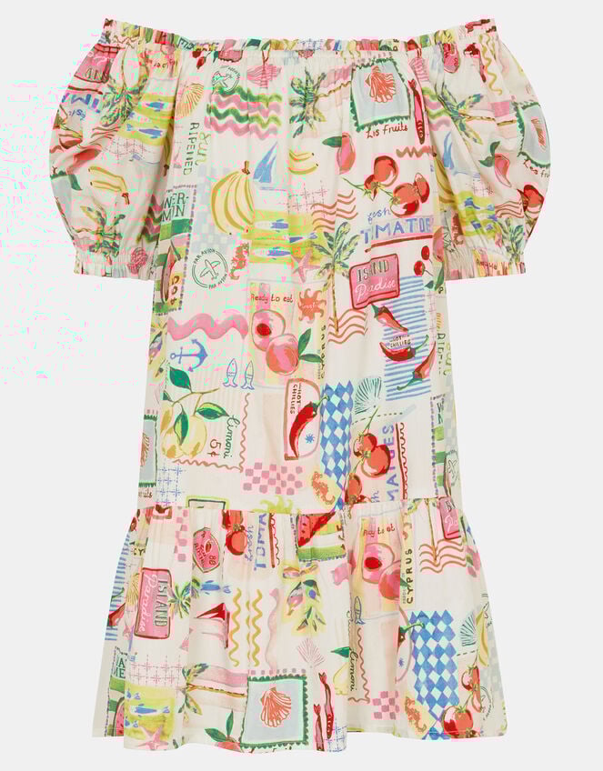 Summer Print Puff Sleeve Mini Dress, Multi (MULTI), large