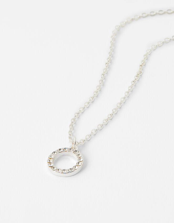 Pave Cut-Out Circle Pendant Necklace, , large