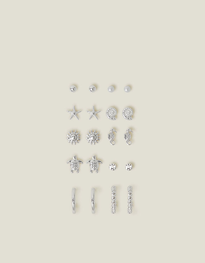 10-Pack Under The Sea Stud and Hoop Earrings, , large
