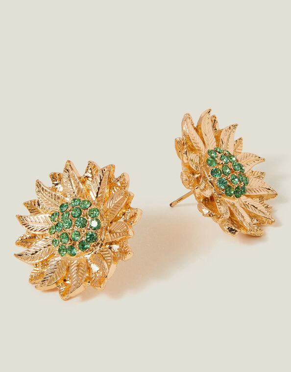 Sunflower Gem Stud Earrings, , large