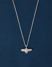 Sterling Silver-Plated Bee Pendant Necklace, , large