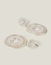 Filigree Disc Drop Earrings, Silver (SILVER), large