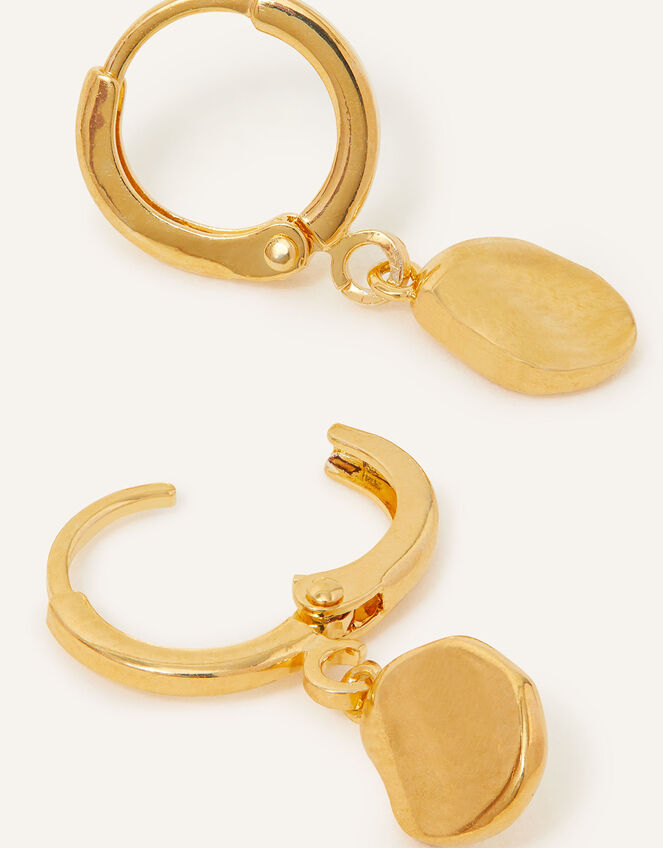 14ct Gold-Plated Organic Shape Huggie Hoops, , large