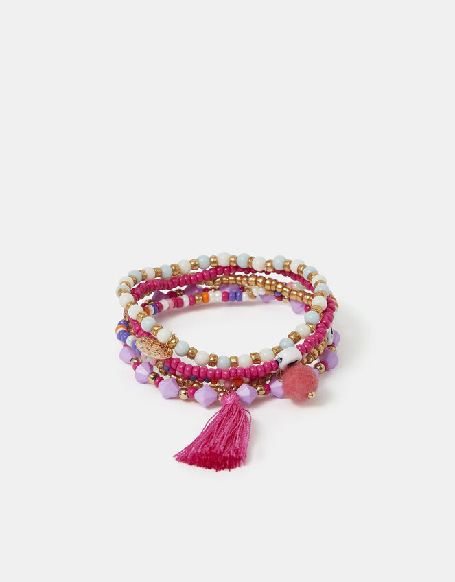 5-Pack Beaded Charm Bracelets, , large