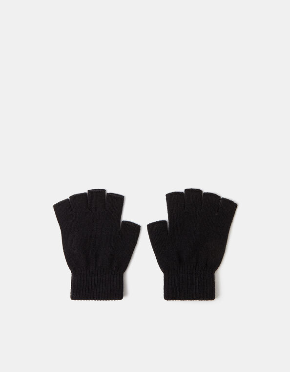 Plain Fingerless Gloves, Black (BLACK), large