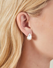 Sterling Silver-Plated Chunky Teardrop Earrings, , large