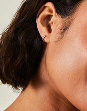 Platinum-Plated Stainless Steel Hoop Earrings, , large