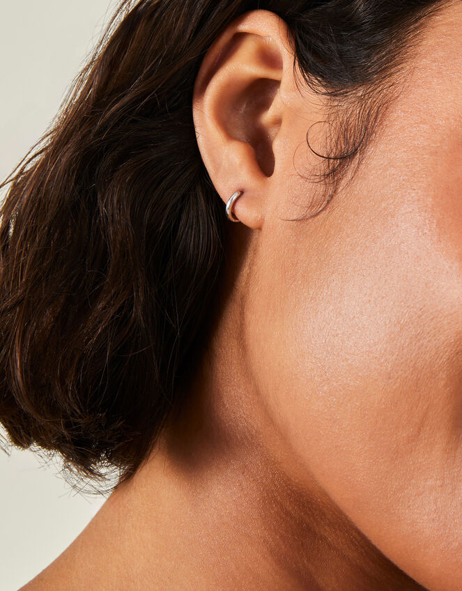 Platinum-Plated Stainless Steel Hoop Earrings, , large