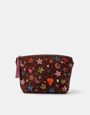 Large Celestial Embellished Velvet Pouch, , large