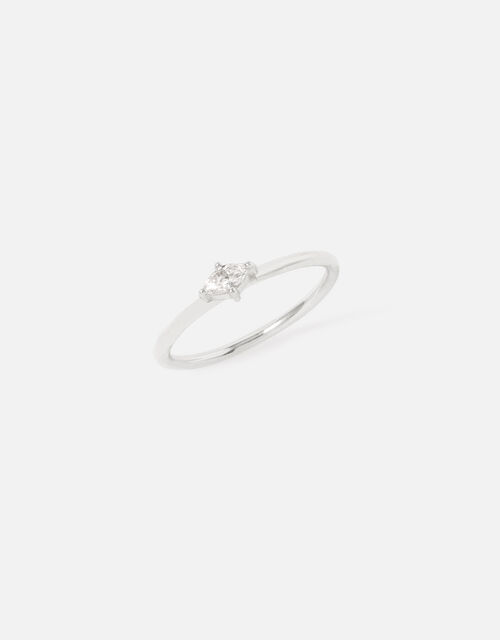 Sterling Silver Navette Single Band Ring, Silver (ST SILVER), large