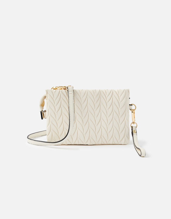 Paige Pleated Cross-Body Bag, Cream (CREAM), large