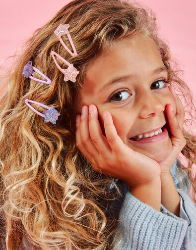Girls Star Hair Clips 4 Pack, , large