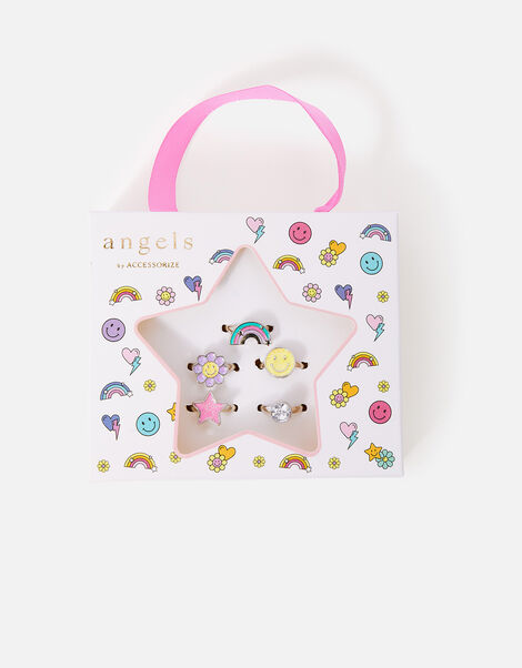 Girls Smiley Rings 5 Pack, , large