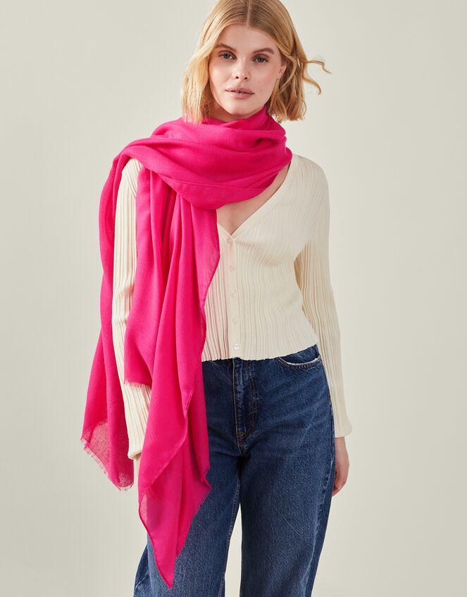 Lightweight Plain Scarf, Pink (FUCHSIA), large