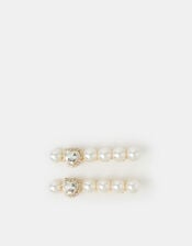 2-Pack Girls Heart Pearl Hair Slides, , large