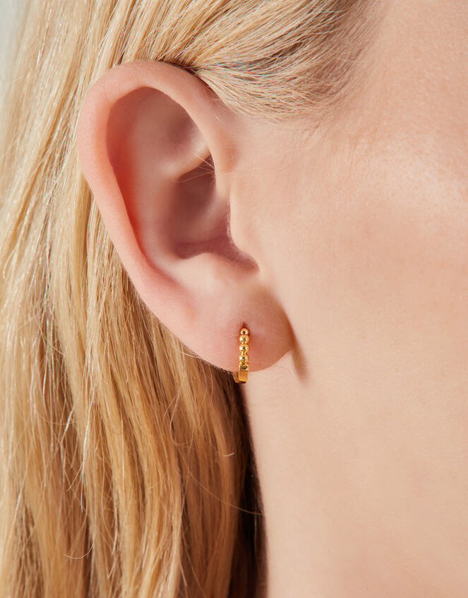 4-Pack 14ct Gold-Plated Sparkle Stud and Hoop Earrings, , large