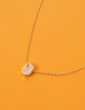 14ct Gold-Plated Sparkle Baguette Cut Pendant Necklace, , large