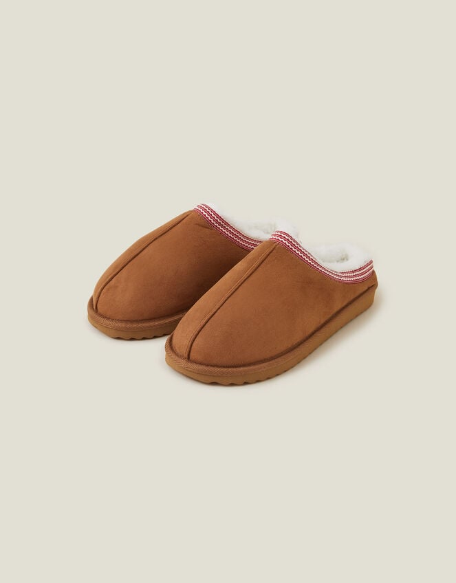 Suedette Braid Mule Slippers, Tan (TAN), large