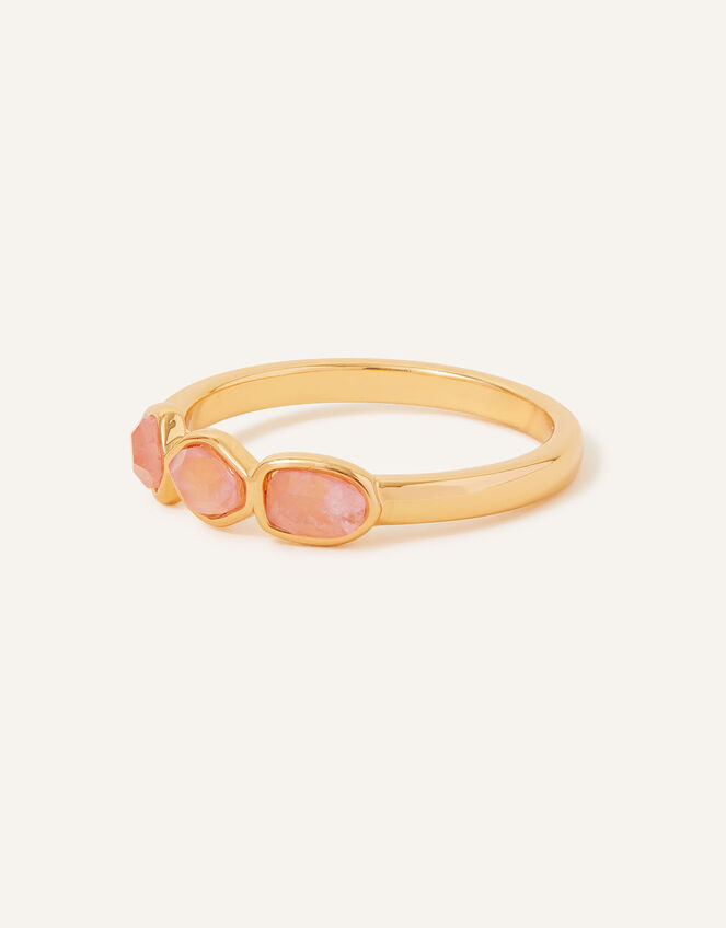14ct Gold-Plated Rose Quartz Nugget Ring, Pink (PINK), large