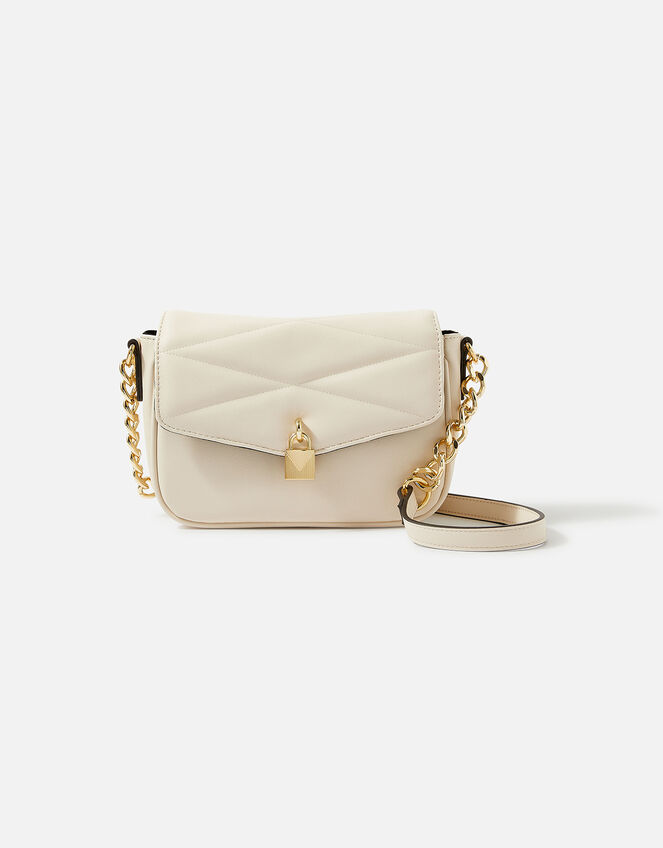 Padlock Quilted Cross-Body Bag, Cream (CREAM), large