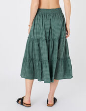 Tiered Broderie Skirt, Green (KHAKI), large