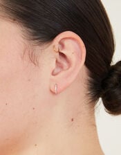 Sterling Silver Simple Huggie Hoops, , large