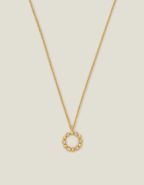 14ct Gold-Plated Flower Circle Pendant Necklace, , large