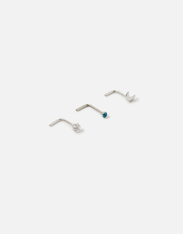 Surgical Steel Moon Nose Stud Set of Three, , large