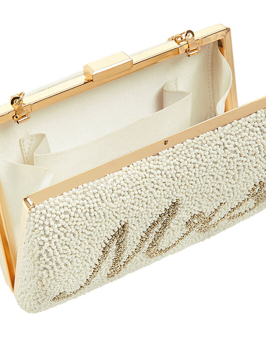 Mrs Beaded Hard Case Clutch Bag