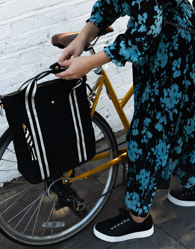 Portobello Large Pannier Bike Bag, Black (BLACK WHITE), large