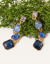 Eclectic Gem Long Drop Earrings, Blue (BLUE), large
