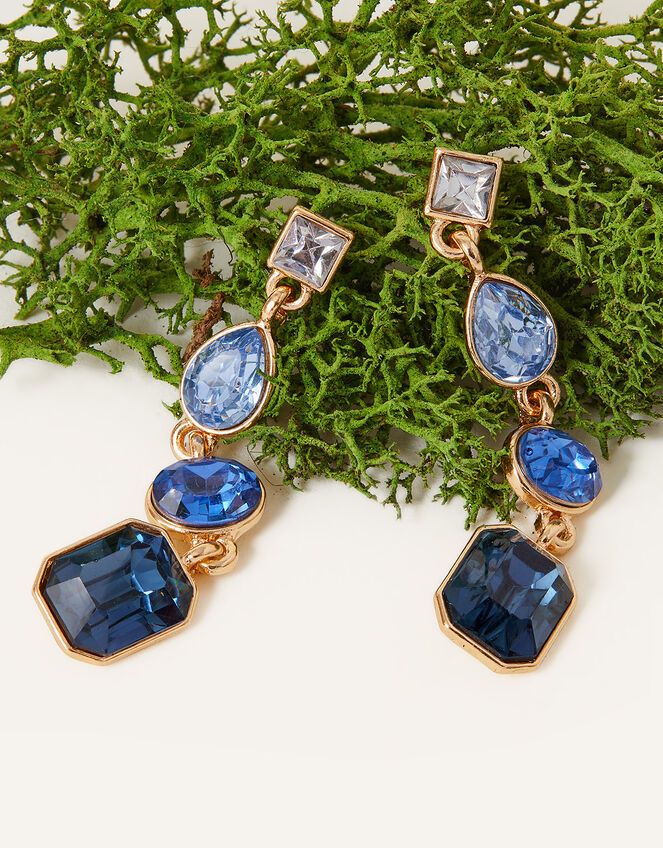 Eclectic Gem Long Drop Earrings, Blue (BLUE), large